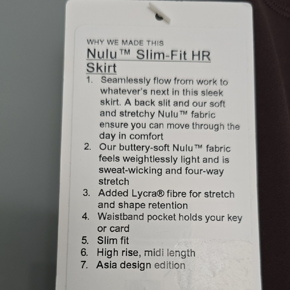 NWT Lululemon Nulu Slim-Fit High-Rise Skirt Espresso SIZE 4 Seamlessly - Picture 6 of 7